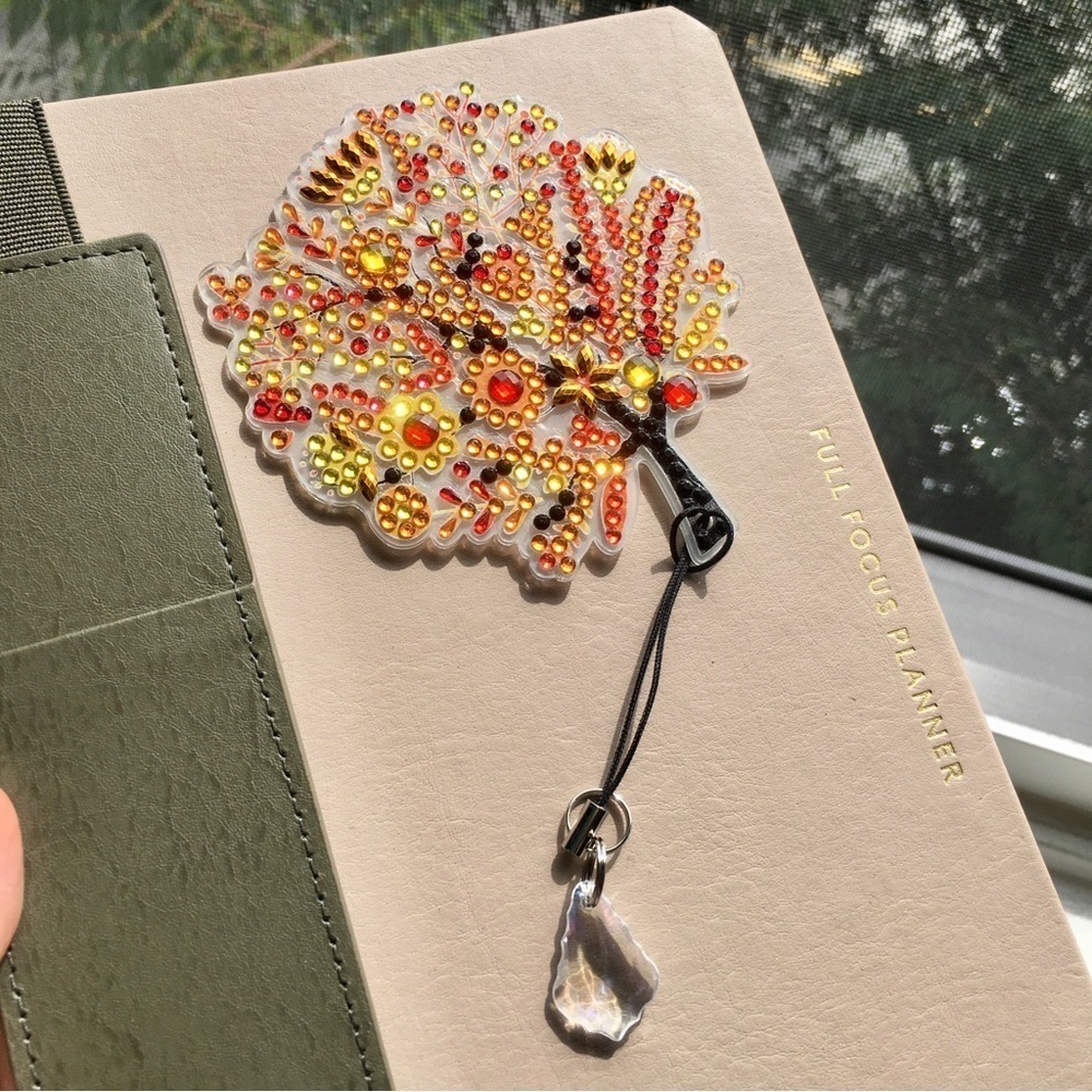 Diamond Art Fall Tree Bookmark, Colorful, Sparkly, Bling (ORANGE)